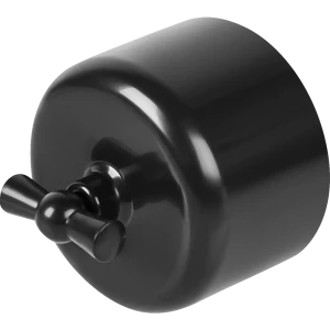 Выключатель проходной накладной Electraline 1 клавиша цвет черный 89255214 STLM-2172217