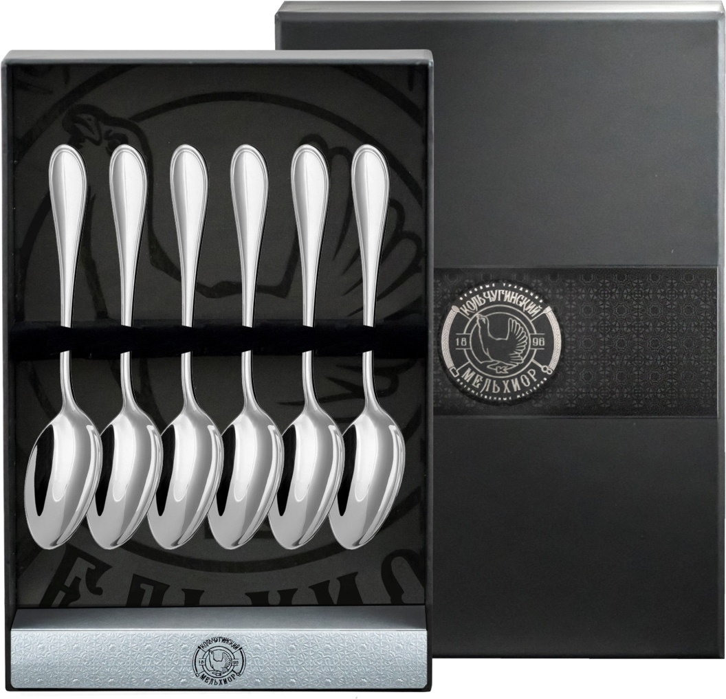 10645403 Кольчугино Набор кофейной ложки "Капелька" (6пр) посеребрянный 000000, -? Посеребрение 