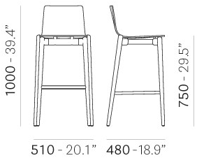 Pedrali Высокий деревянный табурет с подставкой для ног Malmö 236 - Вид №7