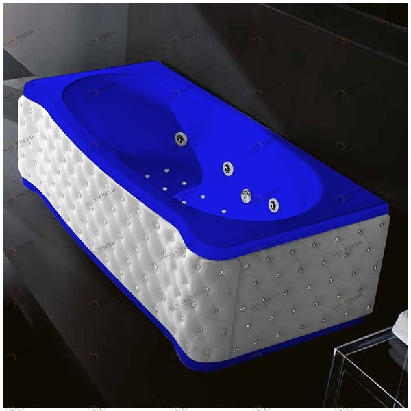 Ванна Gruppo treesse New Classic Young ATC-V674Q-SX-KBS-SI синяя с гидромассажем аэромассажем и дезинфекцией прямоугольная левая белая кожа кристаллы сваровския ATCV674QSXKBSSI