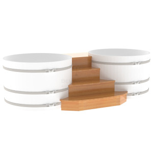 2083 Подиум на 2 купели D 1,5 лиственница натуральная Alyarus