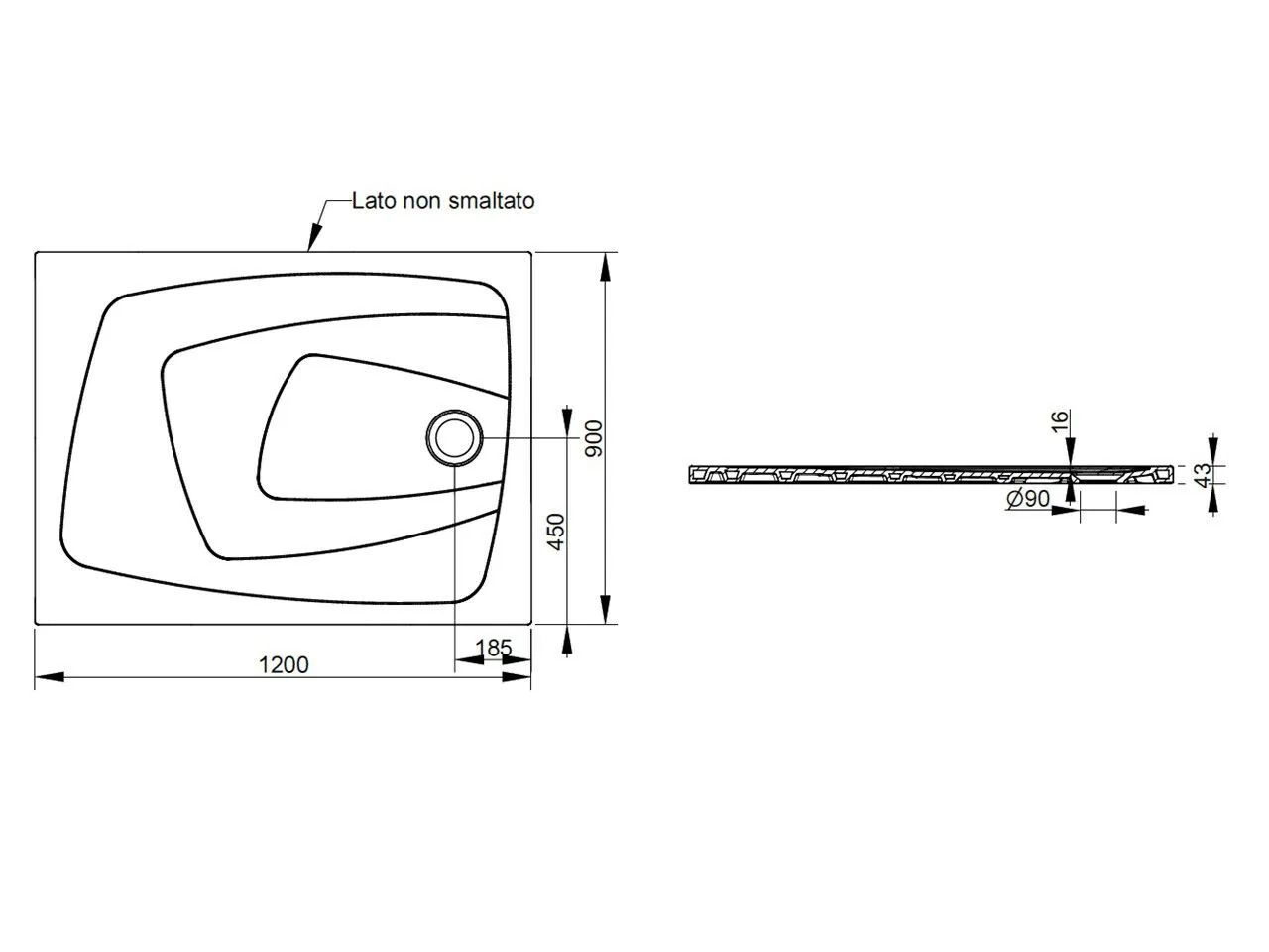 Керамический нескользящий прямоугольный поддон для душа Ceramica Dolomite за пределами ARCH-00148401 - Вид №112
