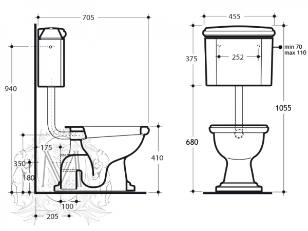 ML.BLL-25.112.BI/ML.BLL-25.138.BI/ML.MEC-29.138.DO Компакт унитаз с бачком Белый Migliore  Италия  - Вид №5