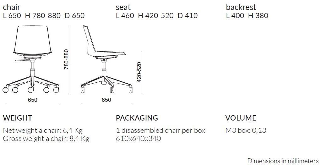 Quadrifoglio 5-спицевый стул на колесиках Clue sun-id-1372565 - Вид №3