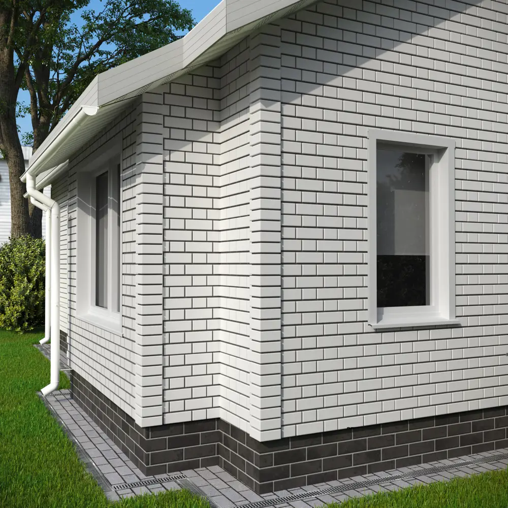 Фасадная панель Dacha Кирпич гладкий белый 0.46 м² Флемиш STLM-2031480 - Вид №3