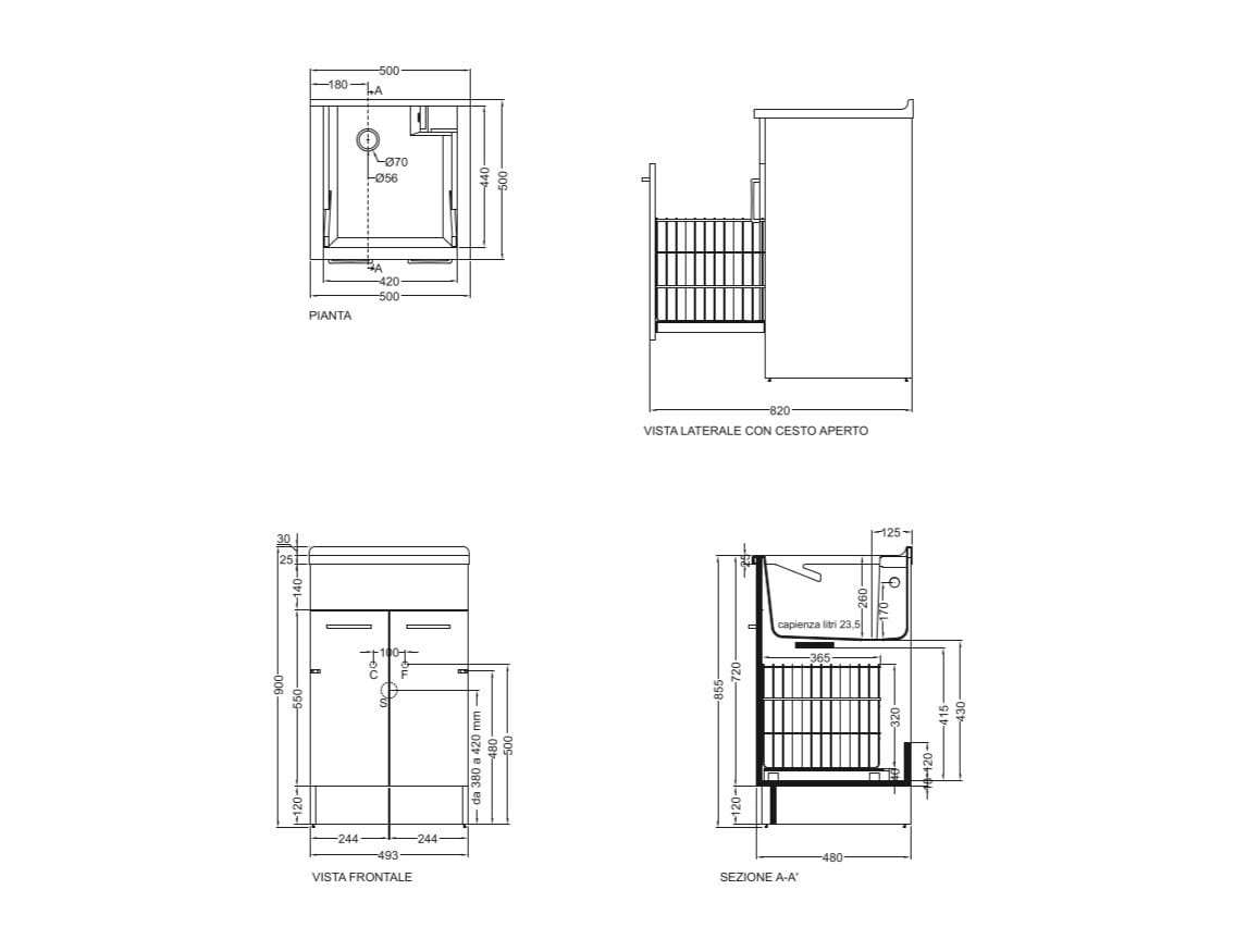 Шкаф для белья из ДСП с бельевой стойкой COLAVENE Jolly Wash ARCH-00114820 - Вид №9