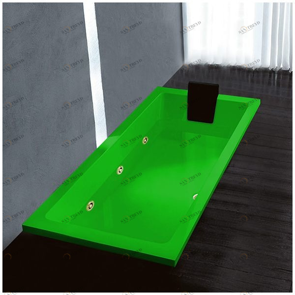 Ванна Gruppo treesse Quadra 170 V0727-DX-ZEZ зелёная с золотой фурнитурой гидромассажем прямоугольная встроенная правая STDV0727DXZEZ