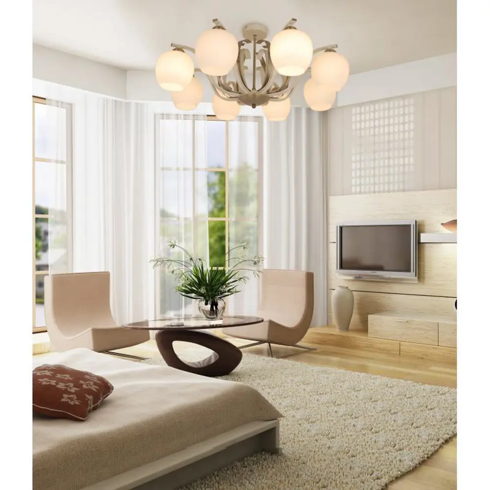 Люстра Porto 5255-8 8хЕ27х60 Вт металл/стекло, цвет античная бронза LAMPLANDIA STLM-2130561 - Вид №8