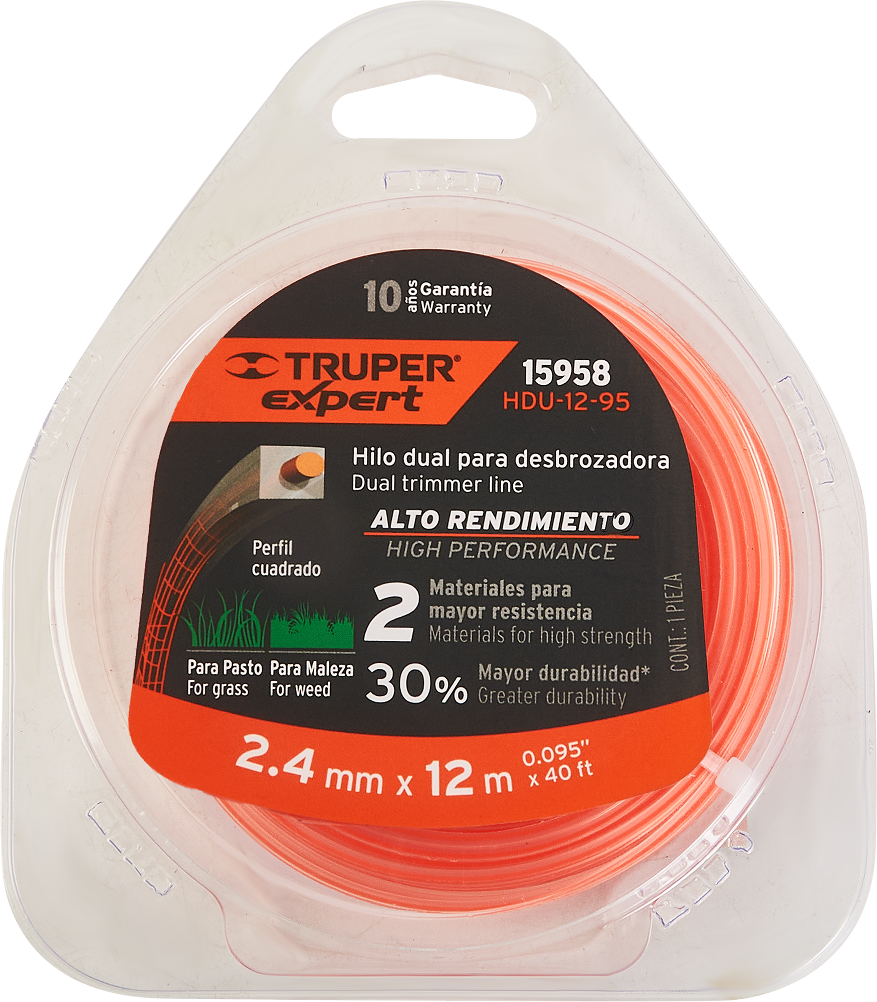 86870715 Леска для триммера Truper15958 ø2.4 мм 12 м квадрат STLM-0072269 Santreyd 