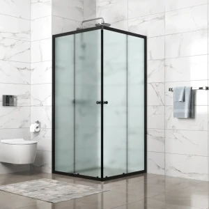 Душевая ширма Cube Domani-Spa квадратная 90x90x190см цвет профиля черный раздвижная стекло 4мм матовое