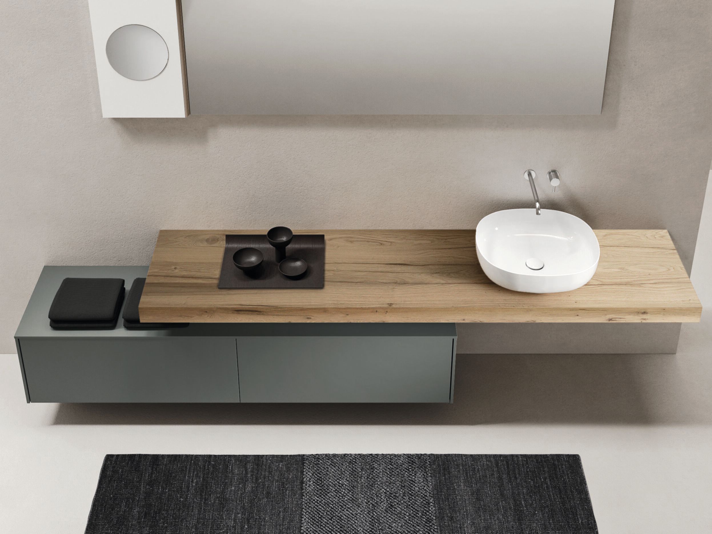 Деревянный подвесной умывальник с ящиками Noorth синтез ARCH-00125400