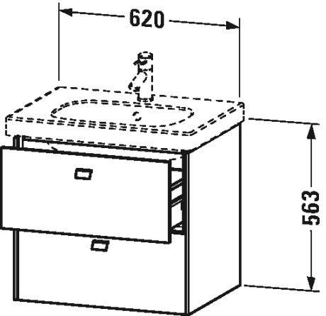 BR414509191 Тумбочка подвесная Brioso #BR4145 620 x 469 мм Серо-коричневый декор Duravit - Вид №1