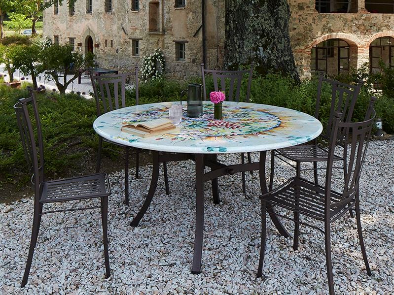 Садовый стол из фаянса и нержавеющей стали DOMIZIANI классический ARCH-00097648