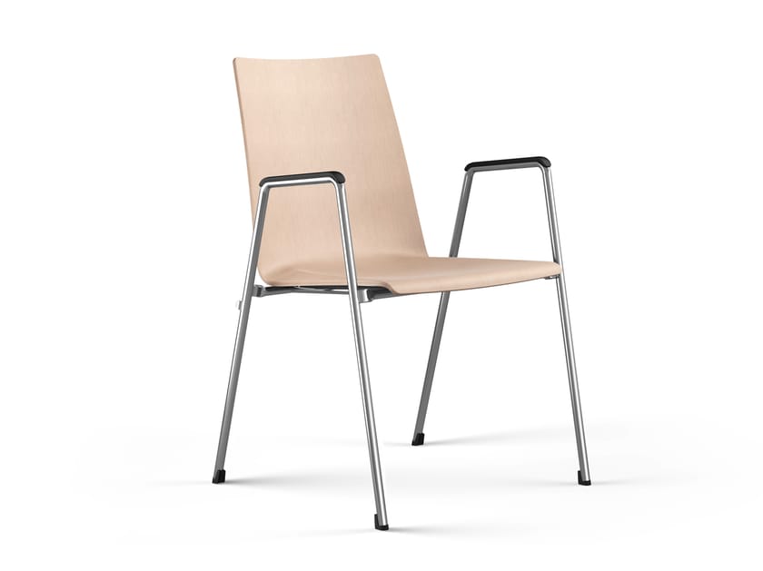 Деревянный штабелируемый стул для конференций с подлокотниками Brunner First ARCH-00095455