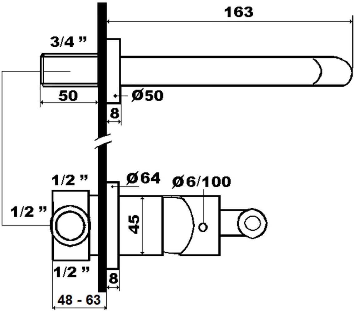 rvb Смеситель для раковины, настенный, однорычажный, на 2 отверстия Dynamic 4527.11.50 - Вид №1