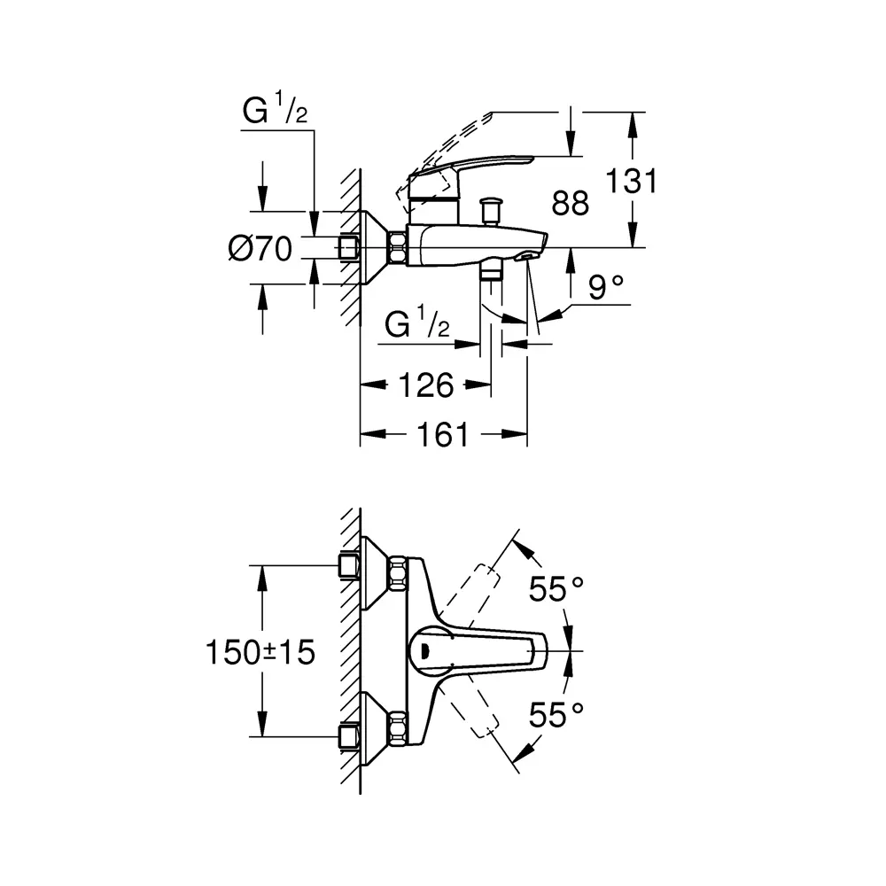 Смеситель для ванной Grohe Start 32278001 однорычажный, цвет хром 17876733 STLM-2132190  - Вид №9