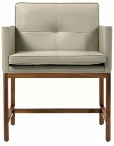 BassamFellows Мягкое кожаное кресло с подлокотниками Wood frame dining Cb-540