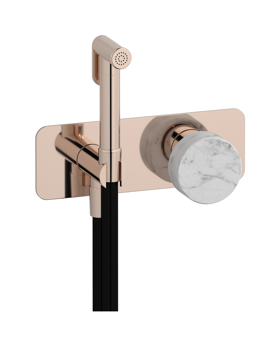 Внешние части гигенического душа со смесителем. WE ARE IB mr706rs_1 Rose Gold Marmo