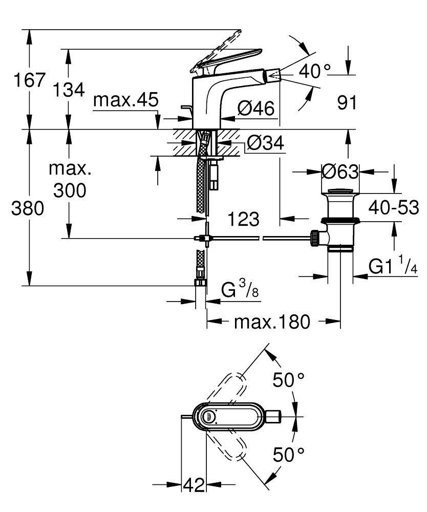 32193000 Смеситель для биде Grohe Veris хром - Вид №1
