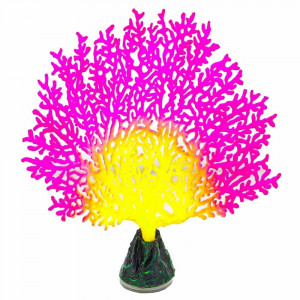 ПР0055878 Декор для аквариумов Флуоресцентный Коралл веерный розовый 13,5х3х16см GLOXY