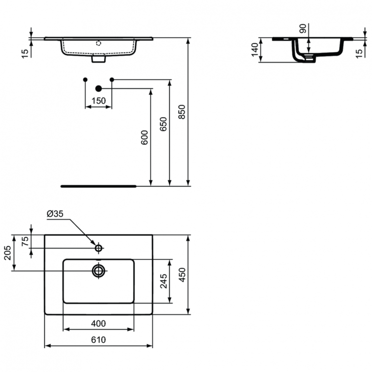 E066801 Раковина 61X45 см Ideal Standard TEMPO - Вид №14