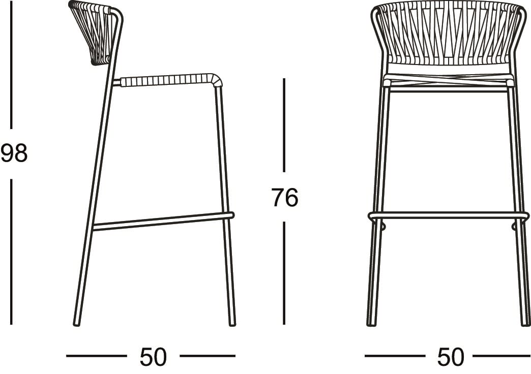 Открытый стул из нержавеющей стали и плетеной проволоки из ПВХ S-CAB Лиза ARCH-00146456 - Вид №5