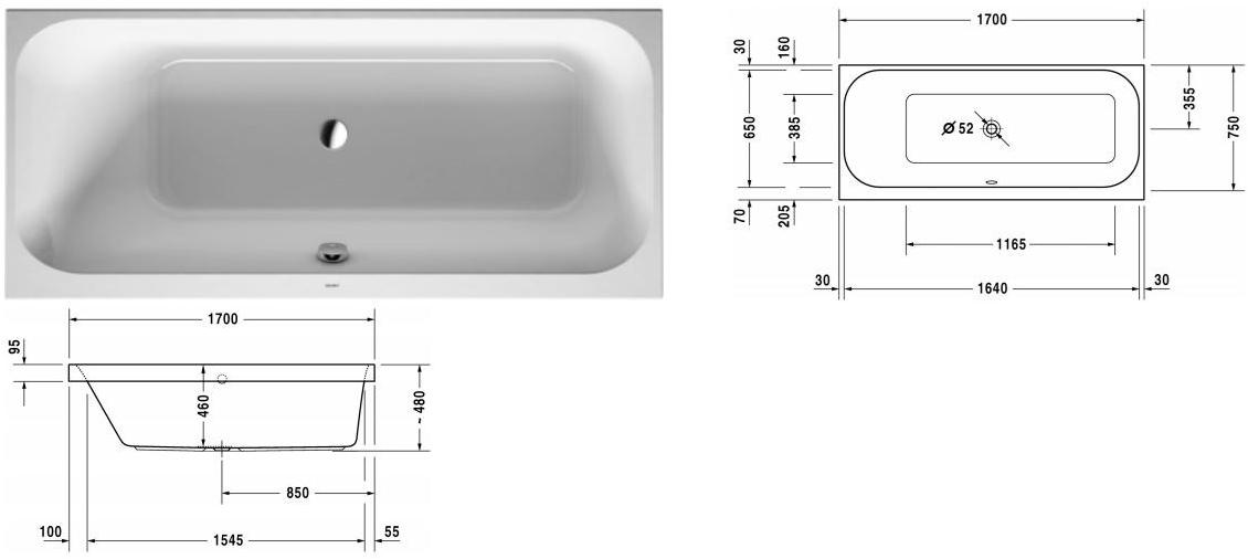 Duravit Прямоугольная встраиваемая акриловая ванна Happy d.2 sun-id-1367106 - Вид №4