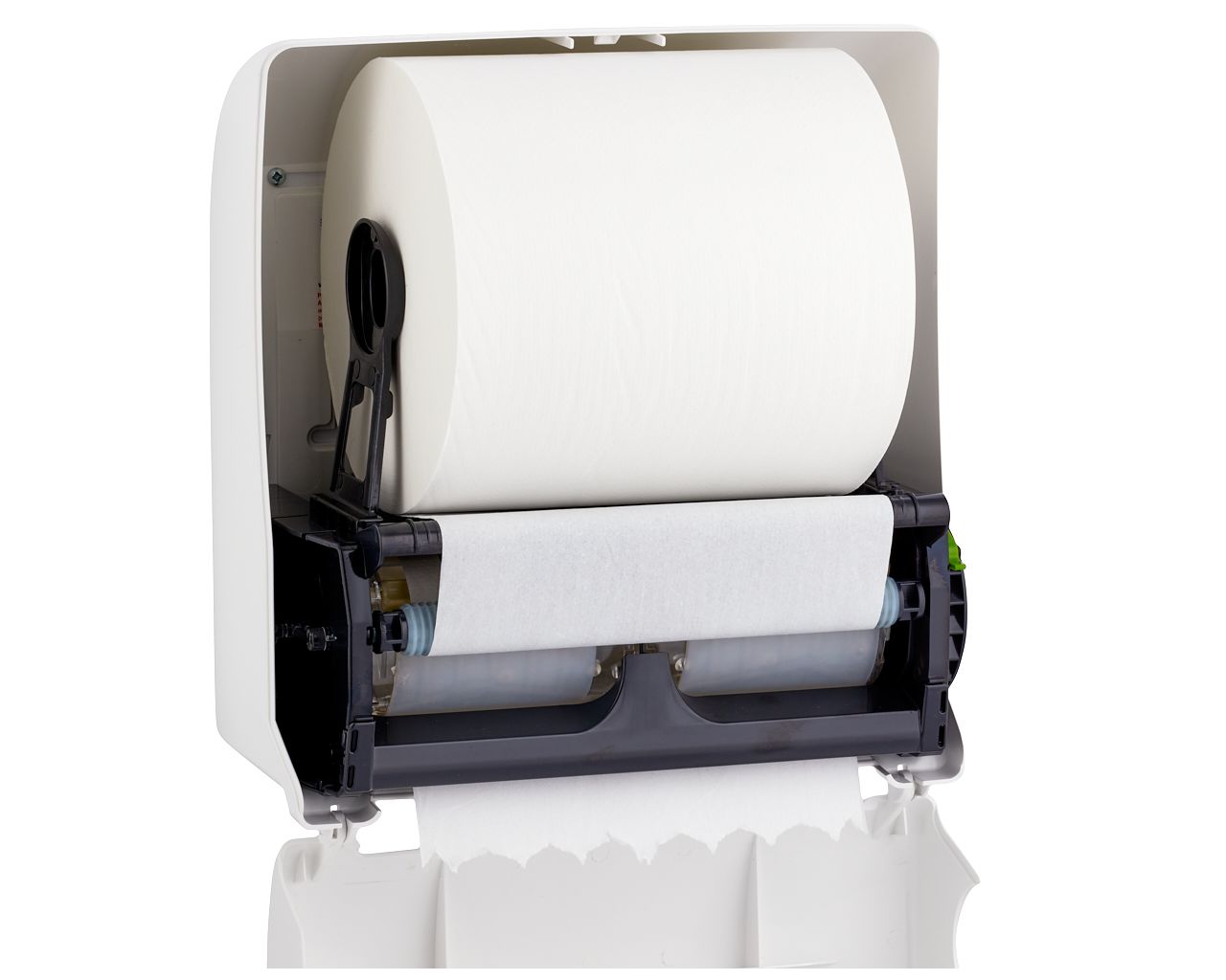 CTS302 TOP AUTOMATIC MAXI механический диспенсер для бумажных полотенец в рулонах, пластик ABS, глянцевый белый, серое окно Merida  - Вид №3