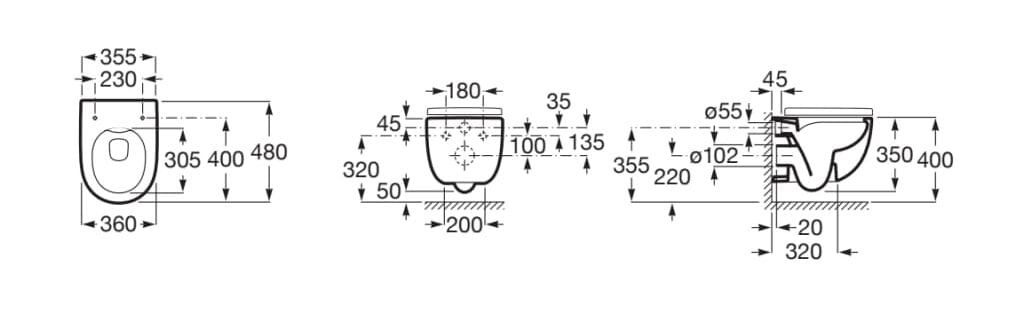 Компактный фарфоровый туалет без бриды Roca Meridian ARCH-00066541 - Вид №2