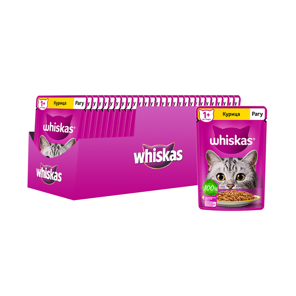 ПР0059375*28 Корм для кошек курица рагу пауч 75г (упаковка - 28 шт) WHISKAS 