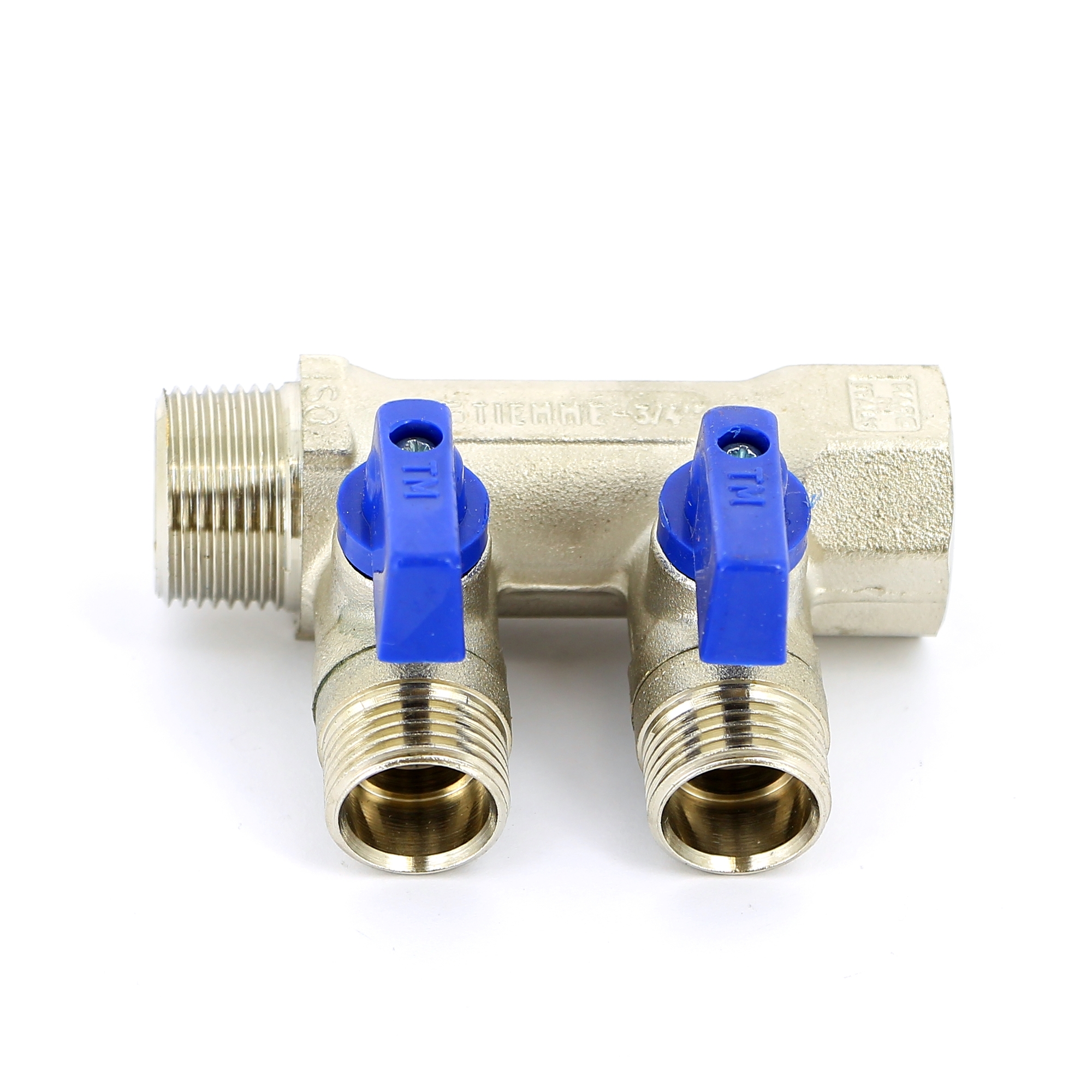 Коллектор НВ 3/4" с кранами никелированный TIEMME 2 выхода 1/2"Н 36мм 1820004