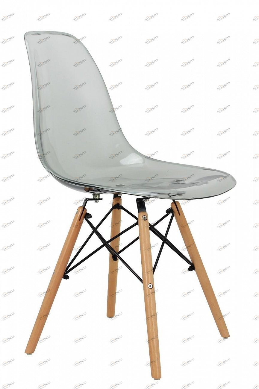 Стул с деревянными ножками прозрачный серый Eames BRADEX HOME  00-3973900 Прозрачный;серый 