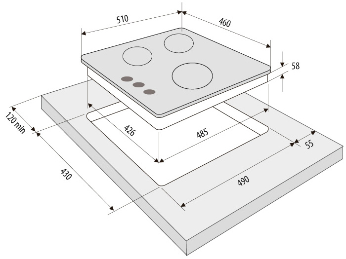 8161374 Газовая варочная поверхность KRONA FIERO 45 WH KRONA1 STDN-0041542 - Вид №6