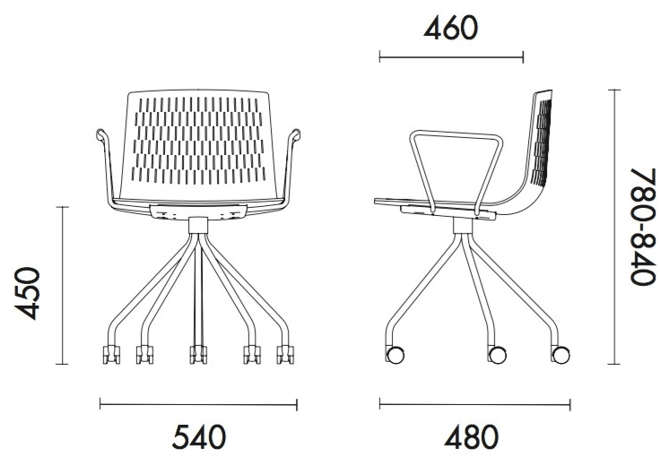 Grado Design Поворотный офисный стул из полипропилена с подлокотниками Dash Das-ch-04 - Вид №4