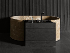 Мраморный напольный шкаф для ванной комнаты с ящиками