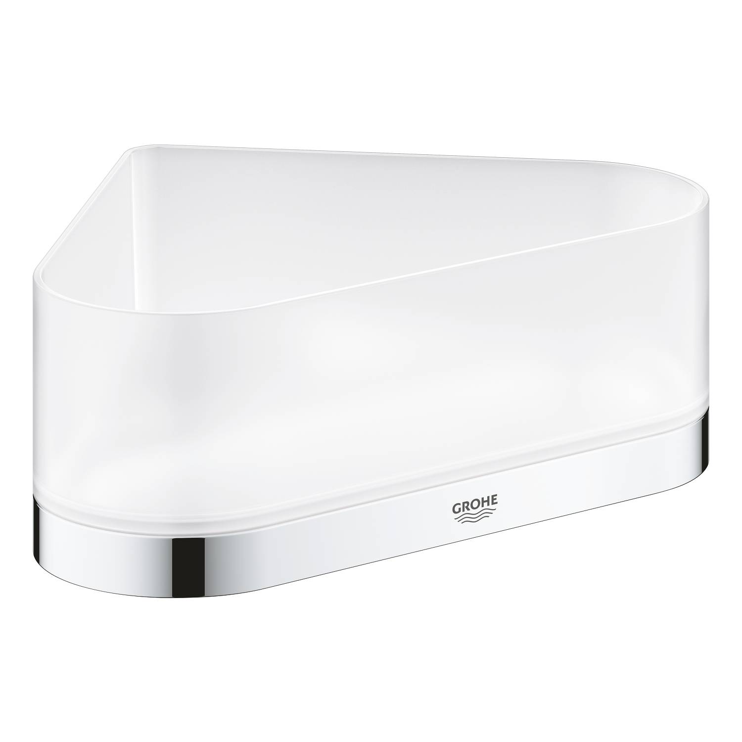 Полочка для душа GROHE Selection, угловая, с держателем, хром/прозрачный белый (41038000)