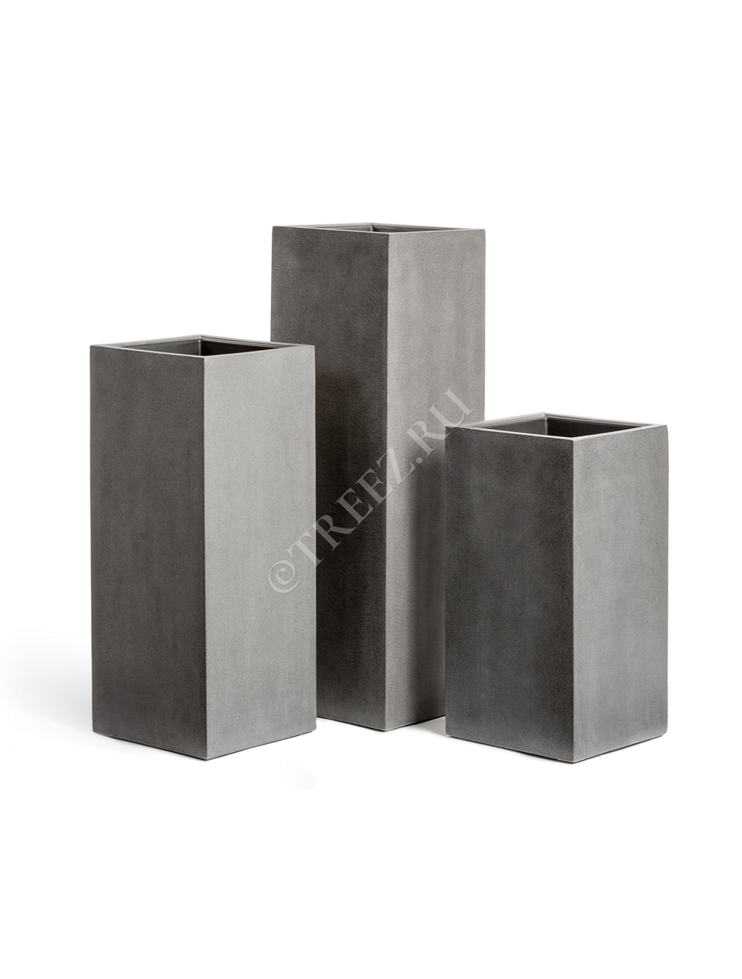 41.3317-02-010-GR-97 Кашпо  Effectory - серия Beton - Высокий куб - Тёмно-серый бетон Цветочная коллекция 