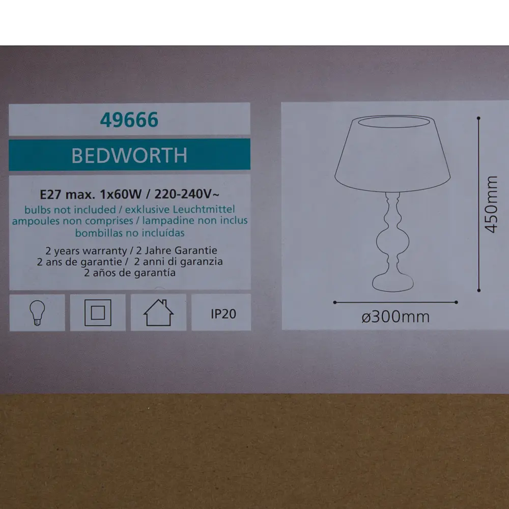 Настольная лампа Eglo «Bedworth» 1хE27x60 Вт, цвет хром 18720461 STLM-2182140  - Вид №4
