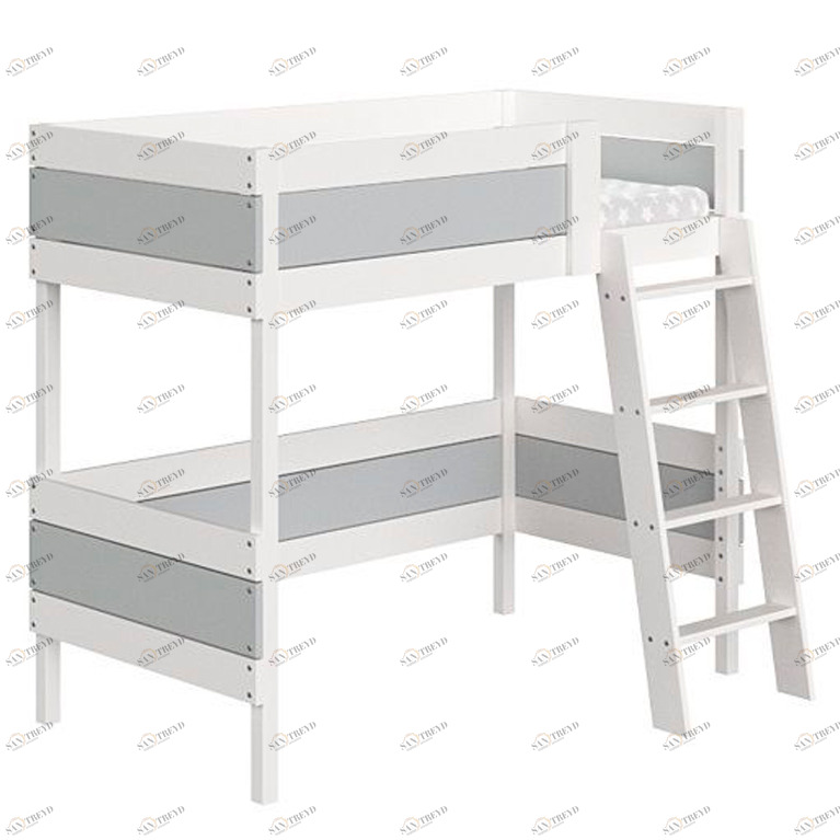 Кровать-чердак Home basic M 80х160 см белая, серая ELLIPSE ELLIPSE HOME 351770 Белый;серый Santreyd 