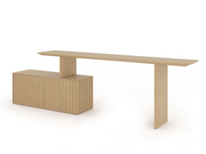 Деревянный прямоугольный стол с полками