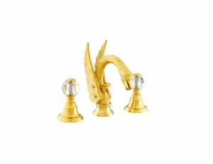 039142.000.00 Раковина с тремя отверстиями и кристаллами swarovski swan series Золото 24К