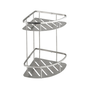 GFmark - Полочка 22 см двойная, угловая, овальная, литая, матовая, АНТИВАНДАЛЬНАЯ, из нержавеющей стали марки SUS 304,, код: 80363