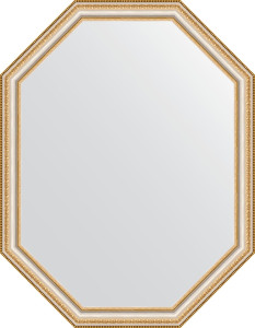 BY 7052 Зеркало в багетной раме - золотые бусы на серебре 60 mm EVOFORM Octagon