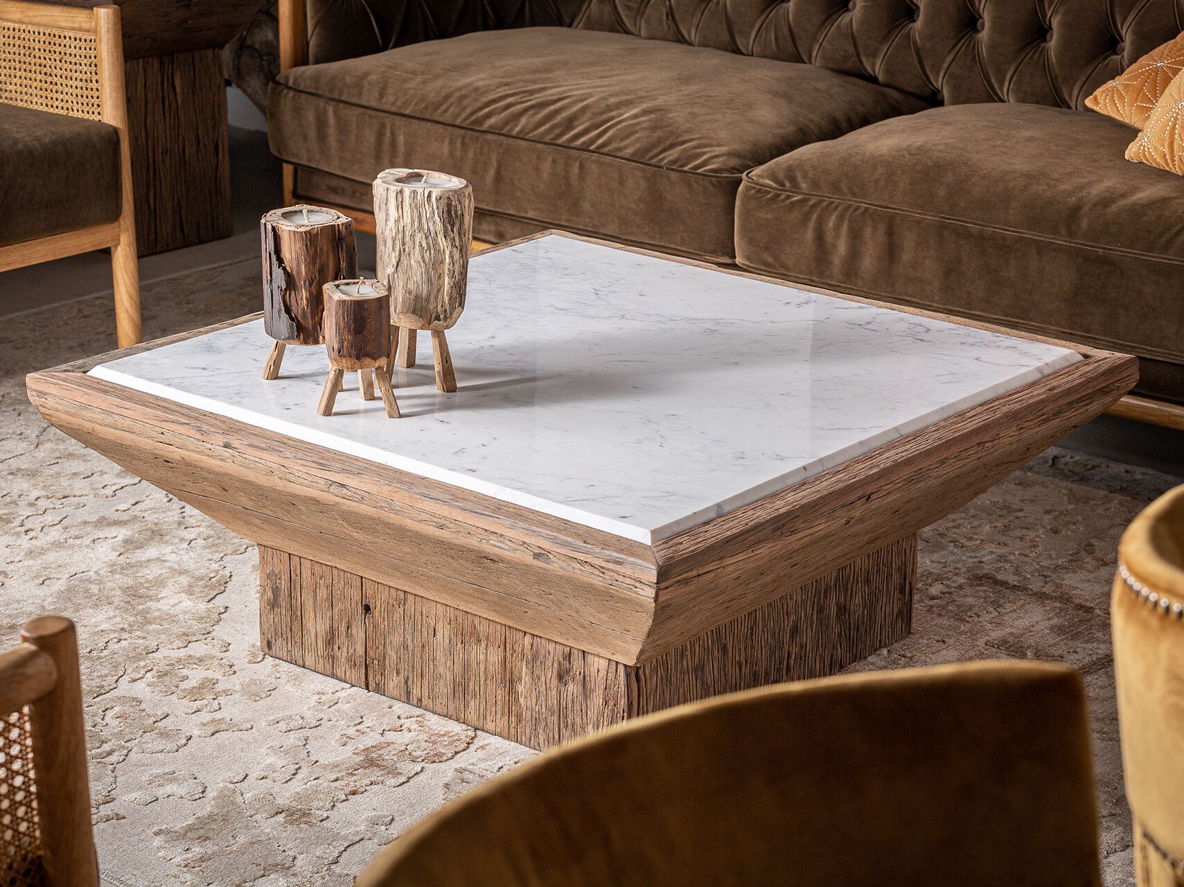 Квадратный Сосновый журнальный столик Vical Home SAMSUN ARCH-00030725 - Вид №2