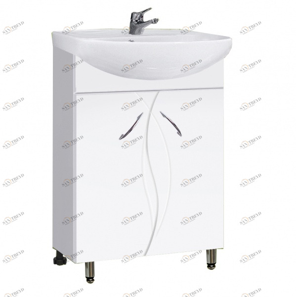 Тумба Виктория Эрика 55 10554 с раков. ERICA ERI55 1 отв. белый (S-UM-ERI55/1/2) VAKO 232337