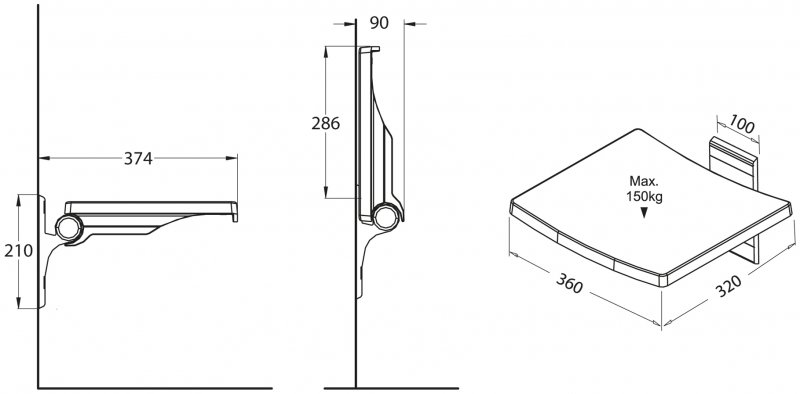 Сидение для душевого ограждения откидное BELBAGNO CUBO BB36A  - Вид №1