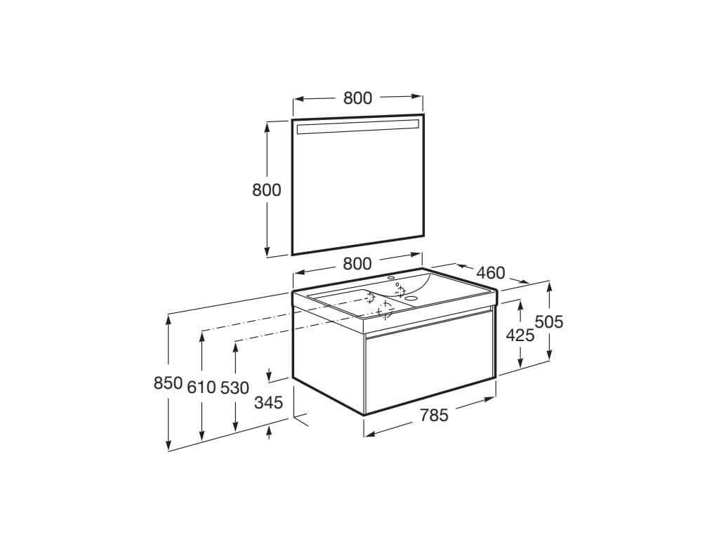 Деревянный одиночный умывальник с зеркалом Roca UNIK A8516 / A8517 ARCH-00015558 - Вид №31
