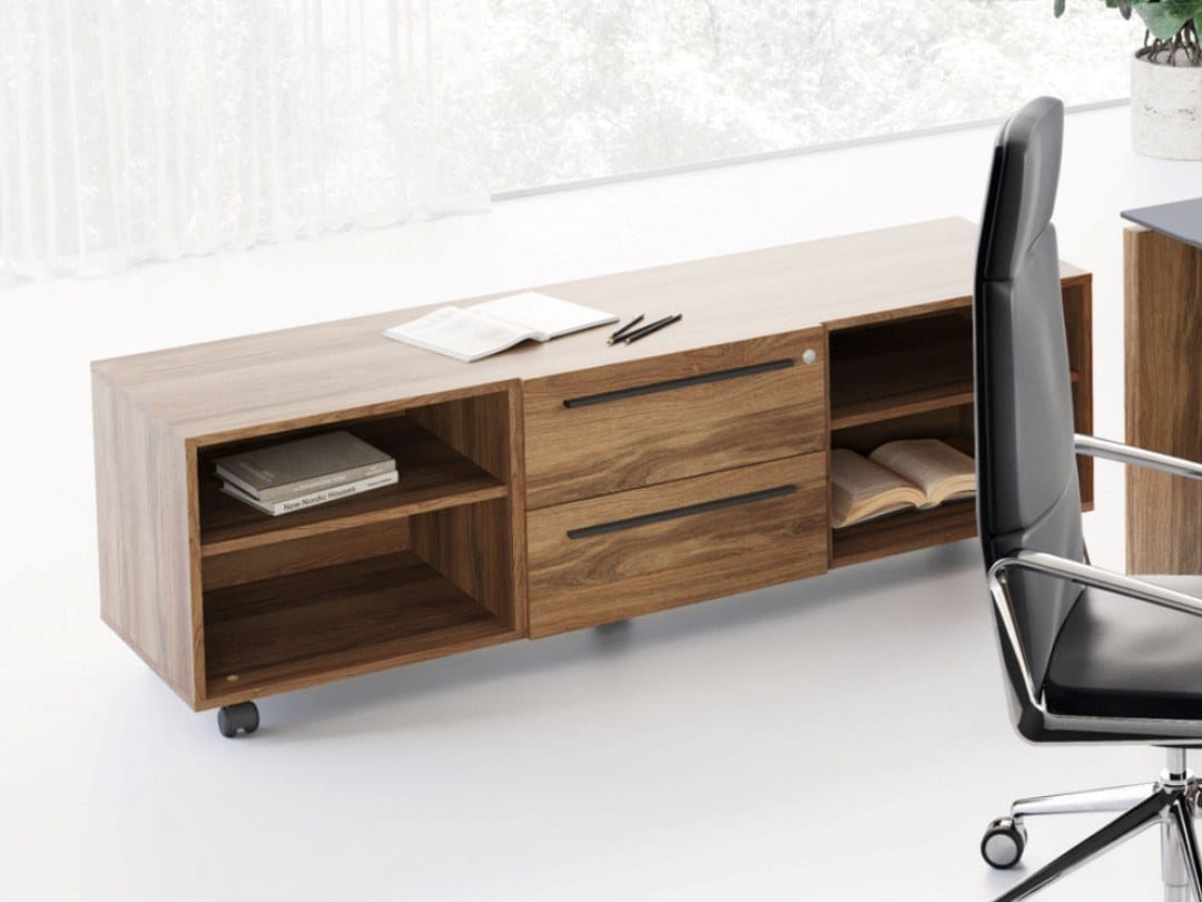 Деревянный низкий офисный шкаф Las Mobili ARCH-00009362