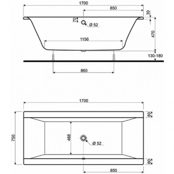 Акриловая ванна 170х75 KOLO Clarissa XWP2670000  - Вид №4