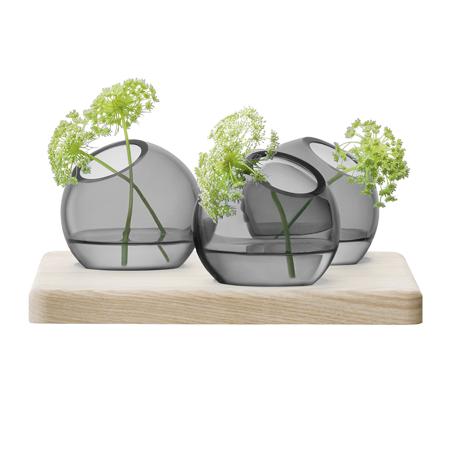 Трио ваз на подставке Axis 8 см серые LSA International G136503847 - Вид №2